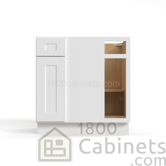 Shaker White - Blind Base Corner Cabinet - 33"W x 34-1/2"H x 24"D - Single Door, 1 Drawer, 1 Shelf
