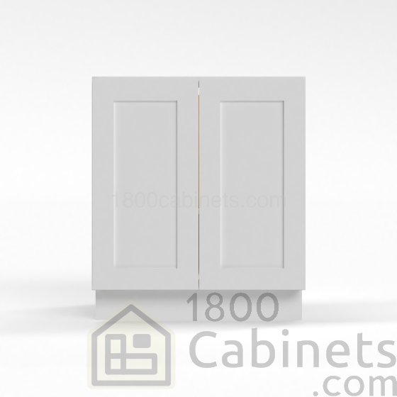 Shaker White - Base Cabinet - Full Height Door - 24"W x 34-1/2"H x 24"D - Double Doors, 1 Shelf