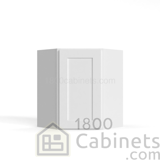Shaker White - Wall Diagonal Corner Cabinet - 24"W x 30"H x 12"D - Single Door - 2 Shelves