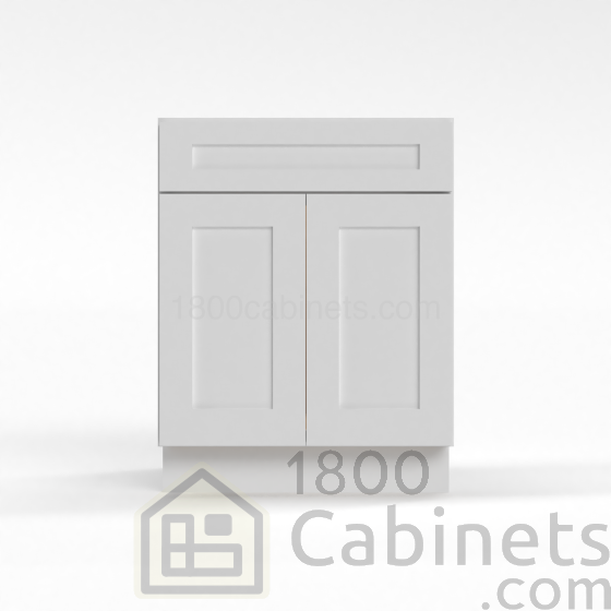 Shaker White - Sink Base - 27"W x 34-1/2"H x 24"D - 1 False Drawer