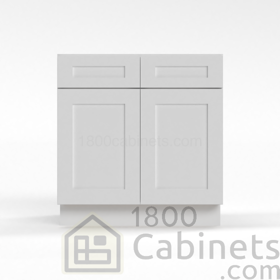 Shaker White - Sink Base - 30"W x 34-1/2"H x 24"D - 2 False Drawers