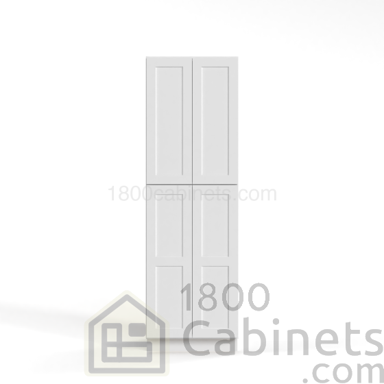 Shaker White - Wall Pantry - 30"W x 96"H x 24"D - 4 Doors, 5 Shelves