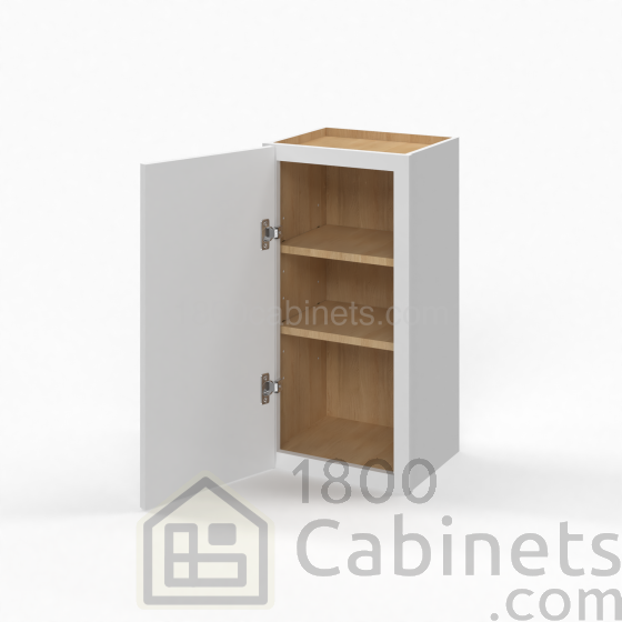 Shaker White - Wall Cabinet - 09"W x 30"H x 12"D - Single Door - 2 Shelves
