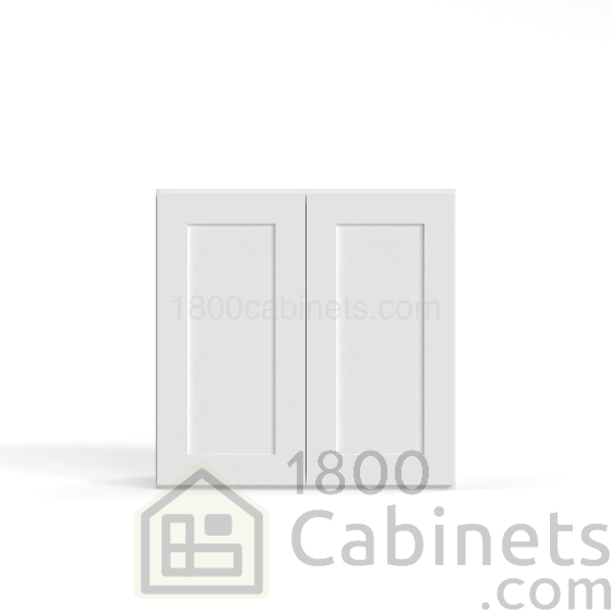 Shaker White - Wall Cabinet - 24"W x 30"H x 12"D - Double Doors - 2 Shelves