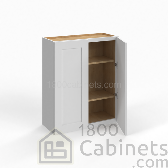 Shaker White - Wall Cabinet - 24"W x 36"H x 12"D - Double Doors - 2 Shelves