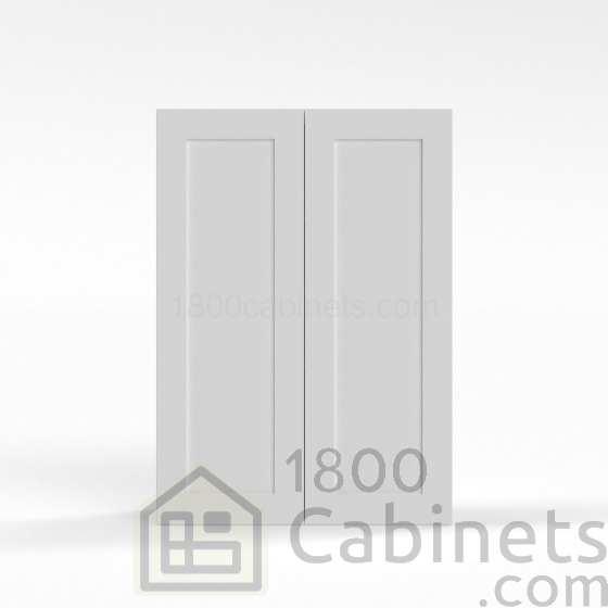 Shaker White - Wall Cabinet - 24"W x 42"H x 12"D - Double Doors - 3 Shelves