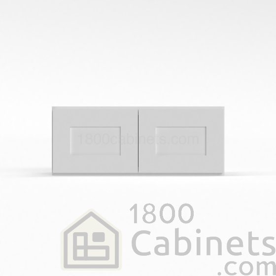 Shaker White - Wall Cabinet - 30"W x 12"H x 12"D - Double Doors