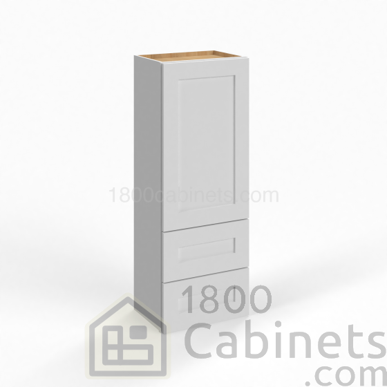 Shaker White - Wall With Drawer Cabinet - 18"W x 48"H x 12"D - Single Door - 2 Drawers - 2 Shelves