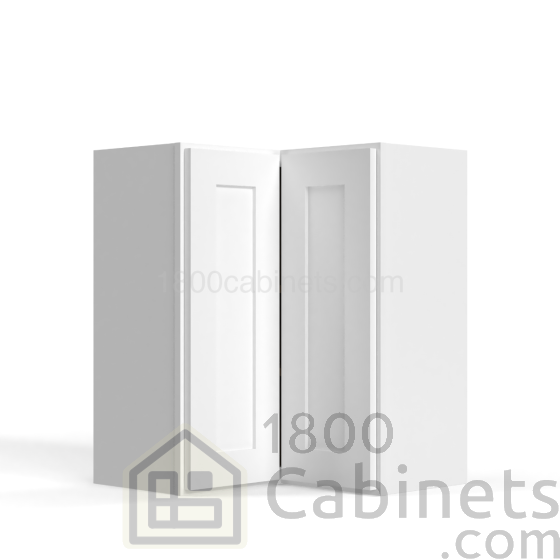Shaker White - Wall Easy Reach Corner Cabinet - 24"W X 30"H X 12"D - Double Doors - 2 Shelves