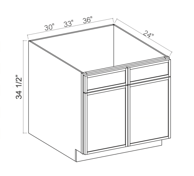 Slim Aston Green - Sink Base - 30"W x 34-1/2"H x 24"D - 2 False Drawers
