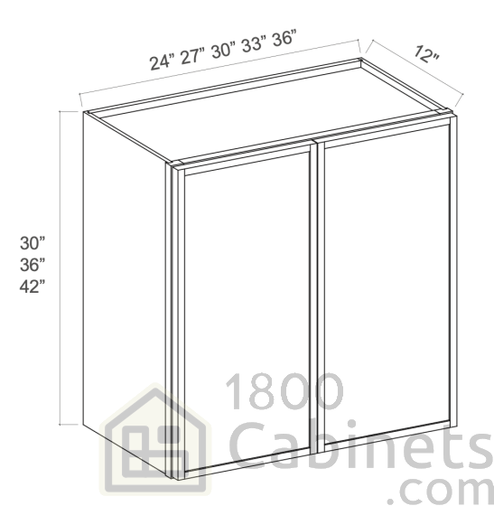 Slim Iron Black - Wall Cabinet - 39"W x 30"H x 12"D - Double Doors - 2 Shelves