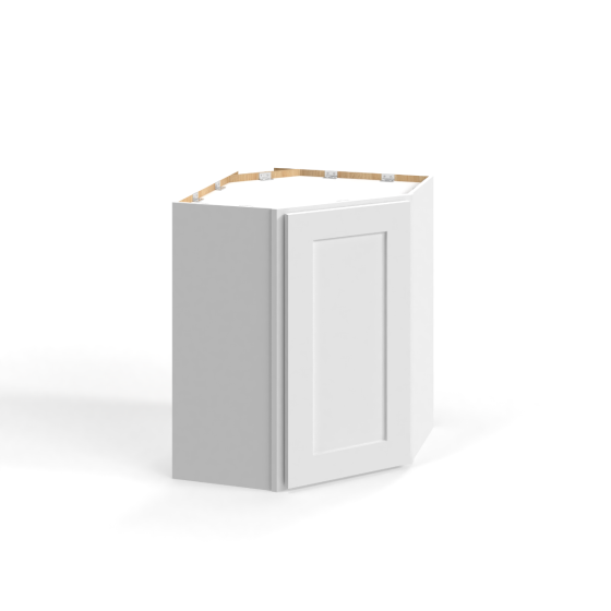 Shaker White - Wall Diagonal Corner Cabinet - 24"W x 42"H x 12"D - Single Door - 3 Shelves