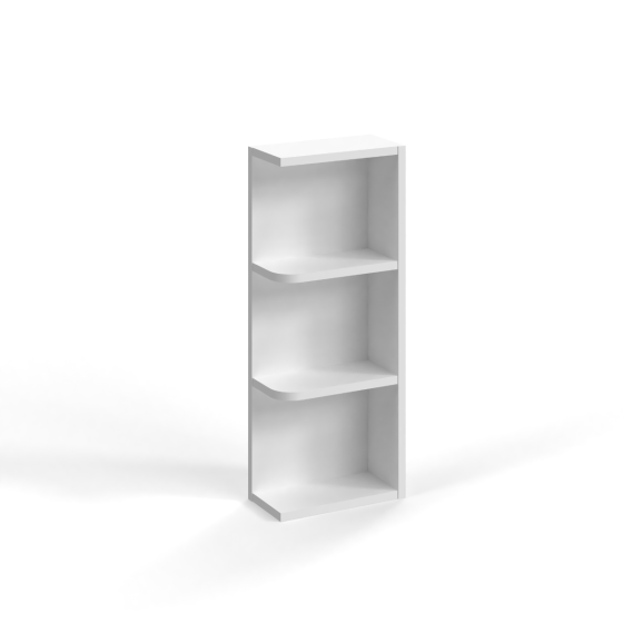 Shaker White - Wall End Shelf - 6"W x 36"H x 12"D - 3 Shelves