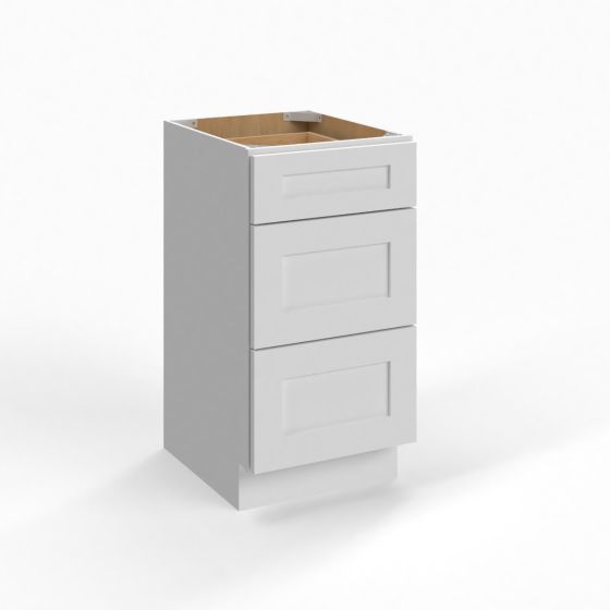 Shaker White - Vanity Drawer Base Cabinet - 21"W x 34 1/2"H x 21"D - 3 Drawers