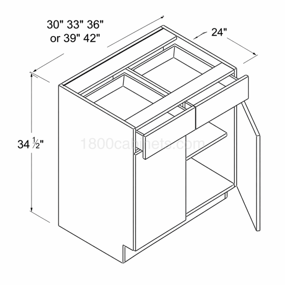 Matt Ivory - Base Cabinet - 30"W - 34 1/2"H X 24"D - Double Doors - 2 Drawers - 1 Shelf