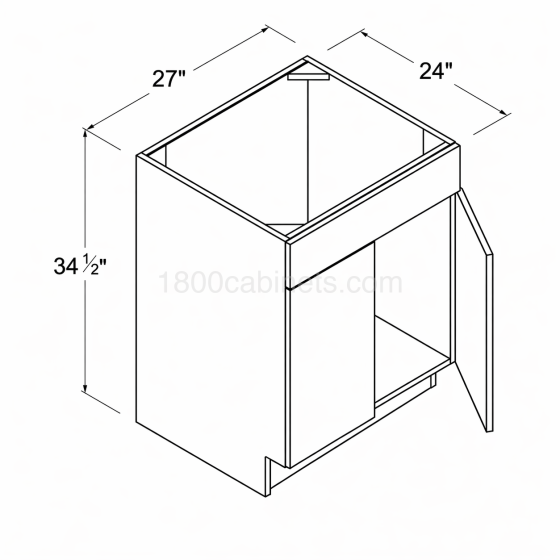 Matt Ivory - Sink Base Cabinet - 27"W X 34 1/2"H X 24"D - Double Doors - 1 False Drawer Faces