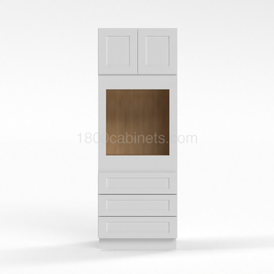 Shaker White - Oven Cabinet - 33"W x 84"H X 24"D - Double Doors, 3 Drawers, 1 Shelf