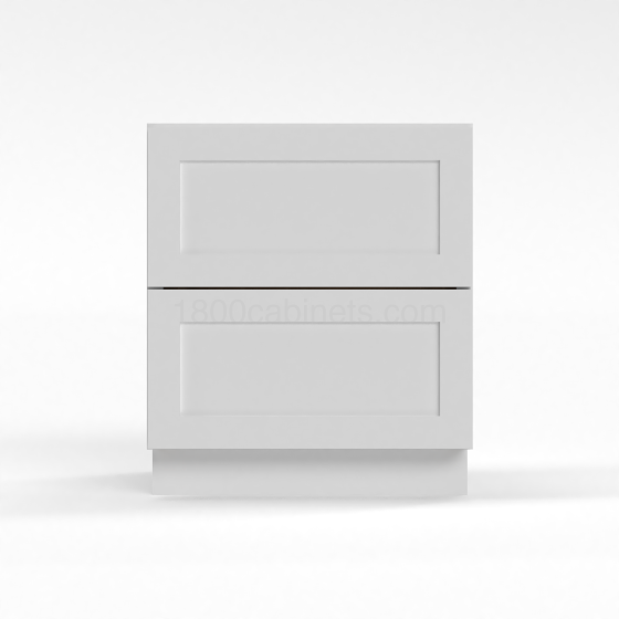 Shaker White - 2-Drawer Base Cabinet - 24"W x 34-1/2"H x 24"D - 2 Drawers