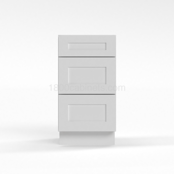 Shaker White - Vanity Drawer Base Cabinet - 12"W x 34-1/2"H x 21"D - 3 Drawers