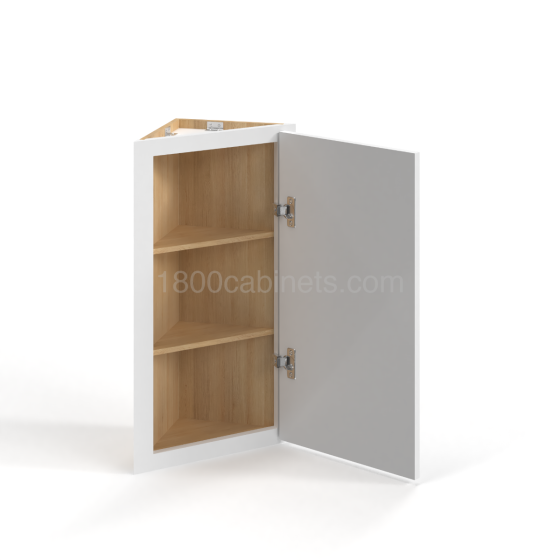 Shaker White - Angle Wall Cabinet - 12"W x 30"H x 12"D - Single Door - 2 Shelves