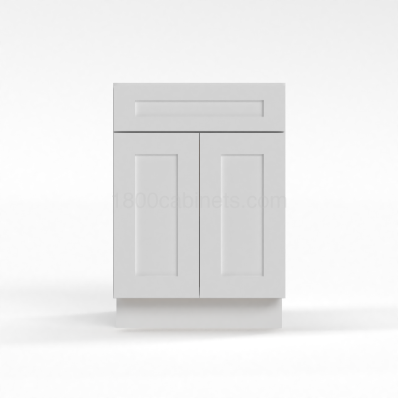 Shaker White - Base Cabinet - 24"W x 34-1/2"H x 24"D - Double Doors, 1 Drawer, 1 Shelf