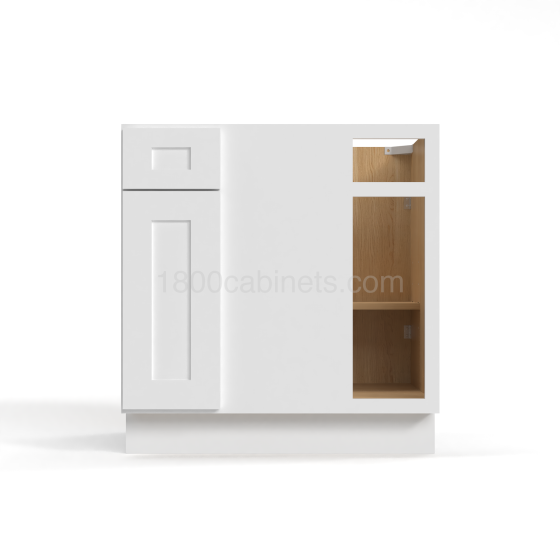 Shaker White - Blind Base Corner Cabinet - 33"W x 34-1/2"H x 24"D - Single Door, 1 Drawer, 1 Shelf