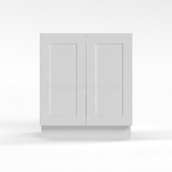 Shaker White - Base Cabinet - Full Height Door - 24"W x 34-1/2"H x 24"D - Double Doors, 1 Shelf