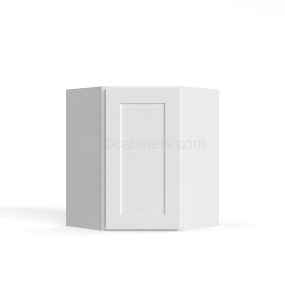 Shaker White - Wall Diagonal Corner Cabinet - 24"W x 30"H x 12"D - Single Door - 2 Shelves