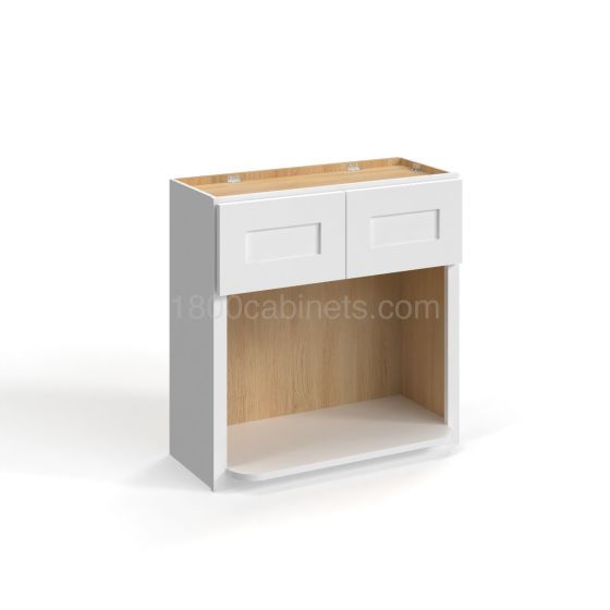 Shaker White - Microwave Oven Cabinet - 30"W x 30"H x 12"D - Double Doors, 1 Shelf