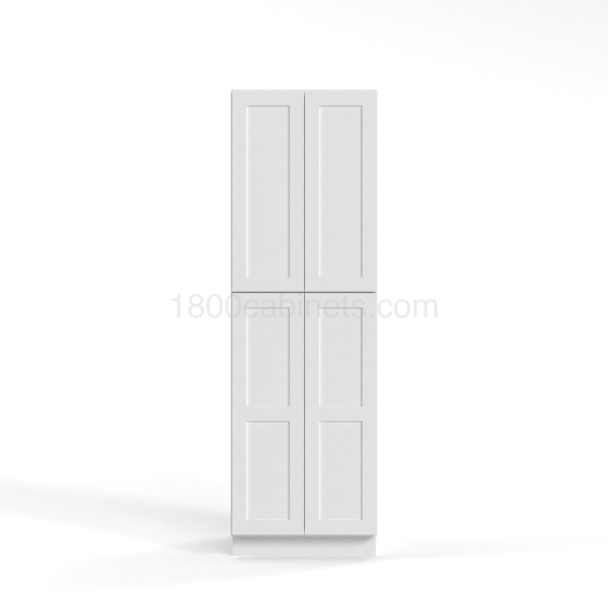 Shaker White - Wall Pantry - 30"W x 96"H x 24"D - 4 Doors, 5 Shelves