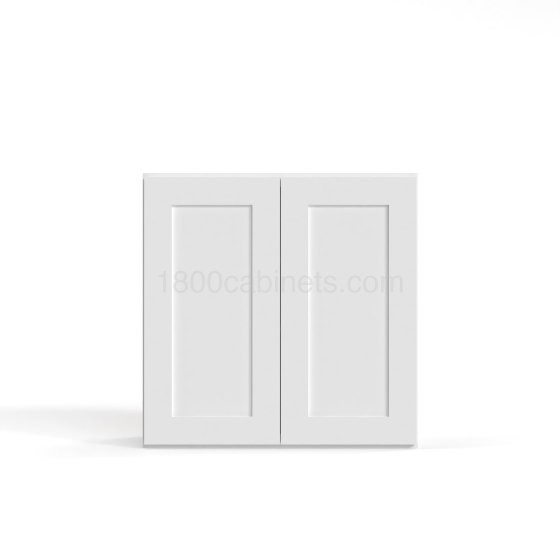 Shaker White - Wall Cabinet - 24"W x 30"H x 12"D - Double Doors - 2 Shelves