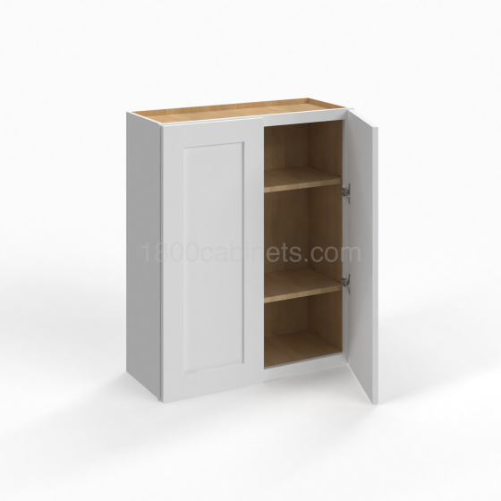 Shaker White - Wall Cabinet - 24"W x 36"H x 12"D - Double Doors - 2 Shelves