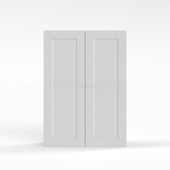 Shaker White - Wall Cabinet - 24"W x 42"H x 12"D - Double Doors - 3 Shelves