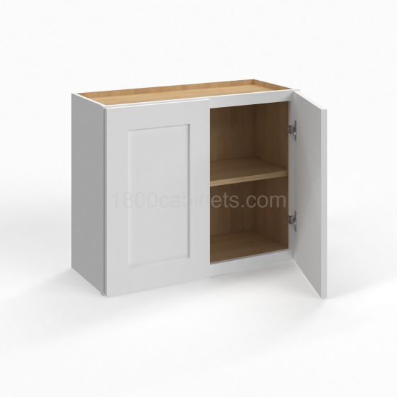 Shaker White - Wall Cabinet - 30"W x 24"H x 12"D - Double Doors - 1 Shelf