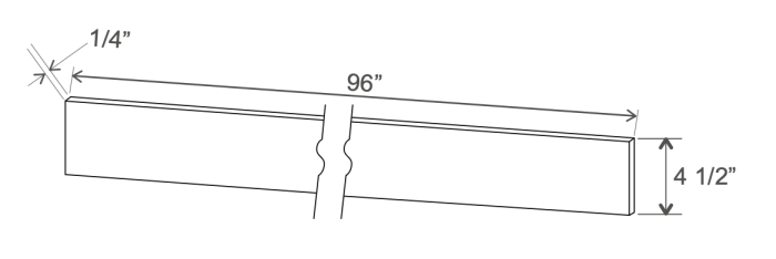 Slim White Oak - Toe Kick 8' Plywood - 96"W x 4 1/2"H x 1/8"D