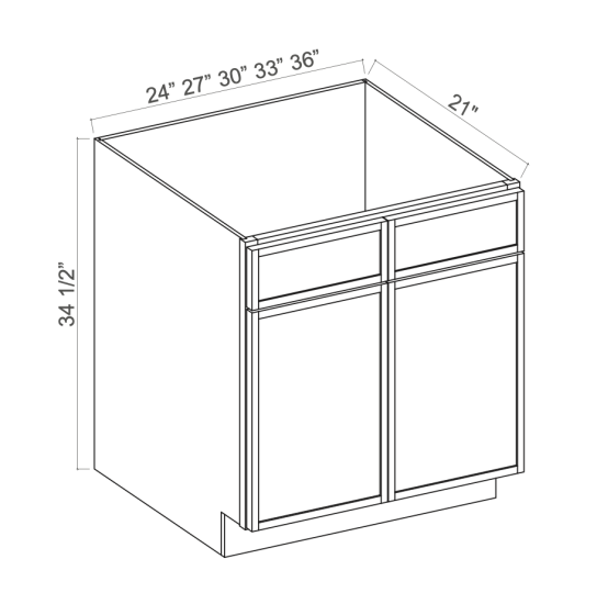 Slim Dove White - Vanity Sink Base Cabinet - 24"W x 34 1/2"H x 21"D