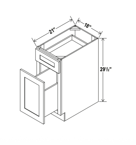 Shaker Espresso - Two Drawer Base Cabinet - 18"W x 29-1/2"H x 21"D