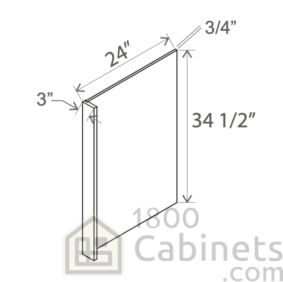 Slim Amber Oak - Dishwasher Return Panel w/3"W Filler - 24"W X 34-1/2"H X 1/2"D