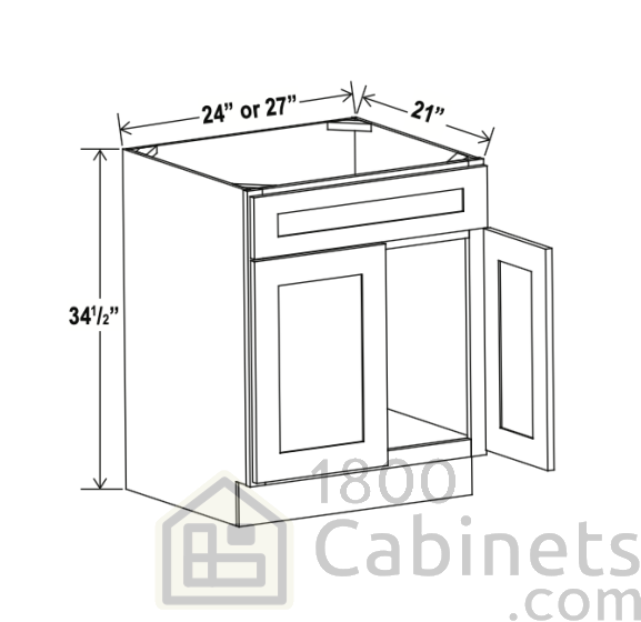Sage Breeze - Vanity Sink Base Cabinet - 24"W x 34-1/2"H x 21"D