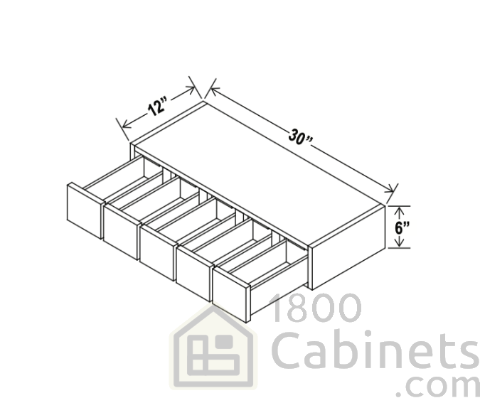 Sage Breeze - Wall Spice Drawer - 30"W x 6"H x 12"D