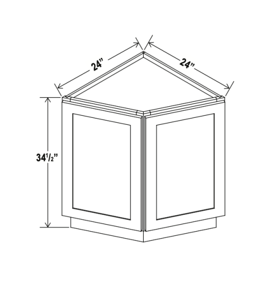 Shaker Gray - Base End Cabinet - 24"W x 34-1/2"H x 24"D - Double Doors