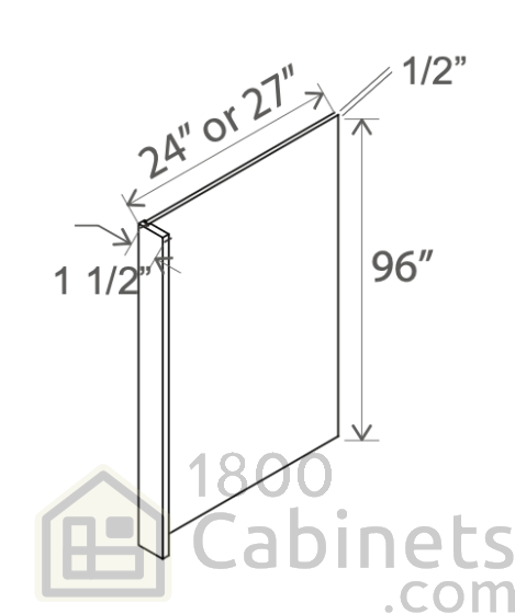 Slim Iron Black - Refrigerator End Panel Veneer - 27"W x 96"H x1 1/2"D
