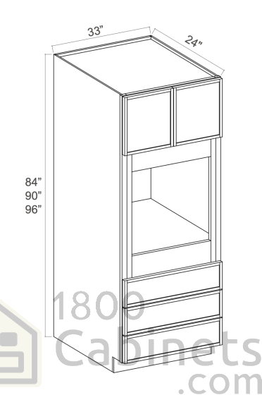 Slim Iron Black - Oven Cabinet - 33"W x 84"H X 24"D - Double Doors, 3 Drawers, 1 Shelf
