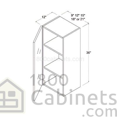 Crystal Glass - Wall Cabinet - 15"W X 36"H X 12"D - Single Door - 2 Shelves