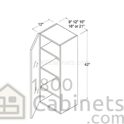 Crystal Glass - Wall Cabinet - 15"W X 42"H X 12"D - Single Door - 3 Shelves