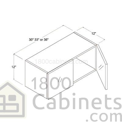 Midnight Glass - Wall Cabinet - 33"W X 12"H X 12"D - Double Doors