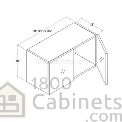 Crystal Glass - Wall Cabinet - 30"W X 15"H X 12"D - Double Doors
