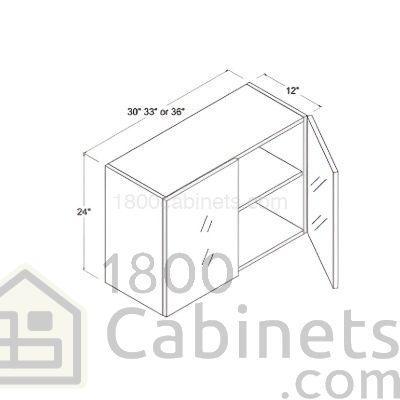 Midnight Glass - Wall Cabinet - 30"W X 24"H X 12"D - Double Doors - 1 Shelf
