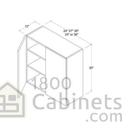 Midnight Glass - Wall Cabinet - 36"W X 30"H X 12"D - Double Doors - 2 Shelves