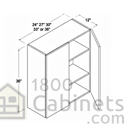 Midnight Glass - Wall Cabinet - 27"W X 36"H X 12"D - Double Doors - 2 Shelves